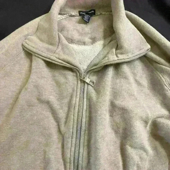 Club Monaco Funnel Neck Zip-up Jacket in Tan Steamlined Fit 100% Cotton in large - Picture 4 of 9
